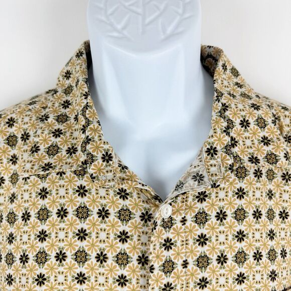 RVCA Shirt Mens Large Black Brown Floral Regular Fit Short Sleeve Button Down LG - Picture 2 of 16